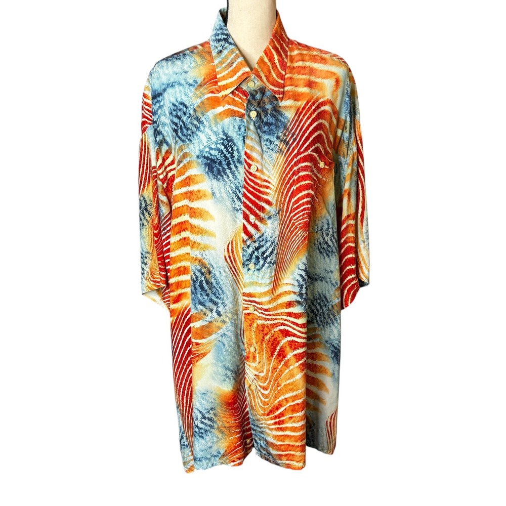 Georg Roth of Germany 3XT Button Down Short Sleeve Colorful Shirt Mens